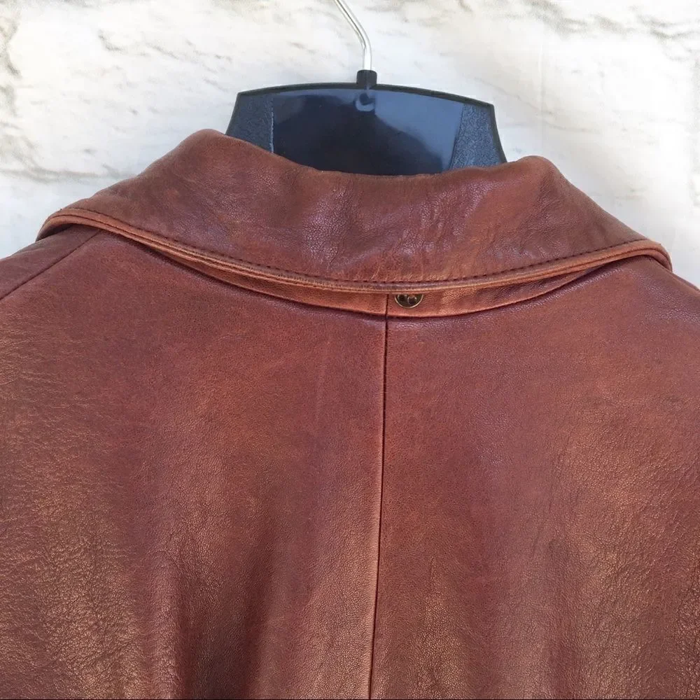 Sea Dream Womens Brown Zip Lined Leather Bomber Jacket 10